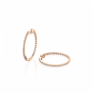 Gold Earrings: Diamond Hoop Earrings 3.5Cm EA1001.5.20.01