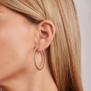 Gifts for the Bride: Diamond Hoop Earrings 4 Cm EA1006.5.19.01