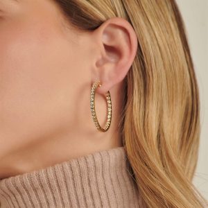 Women's Earrings: 2.8 Cm Diamond Hoop Earrings EA1011.0.23.01