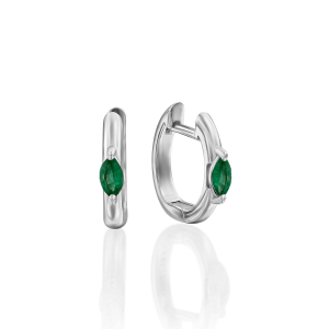 Gemstone Jewelry: Marquise Cut Emerald Jordan Huggie Earrings EA1750.1.08.27