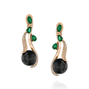 Drop Earrings: Pearl Emerald Diamonds Earrings EA1975.5.25.08