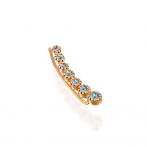 Gemstone Jewelry: 7 Aquamarine Stones Ear Climber Earring - Right EA2212.5.07.33R