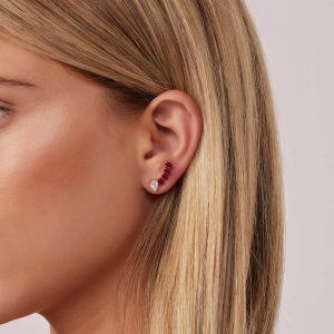 Stud Earrings: Ruby & Diamond Pear Shape Earring - Left EA2221.1.15.79L
