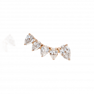 עגילים צמודים: עגיל מטפס 5 טיפות יהלומים - ימין EA2221.5.15.01R