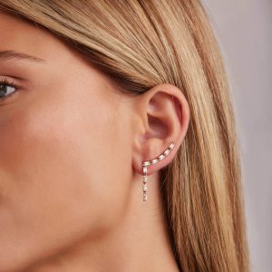 Drop Earrings: 9 Baguette-cut Diamond Climber Earring EA2231.5.17.01R