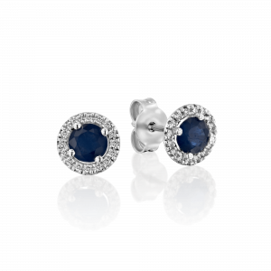 תכשיטים בשיבוץ ספירים כחולים: עגילי סטאד ספיר ויהלומים EA2503.1.17.09