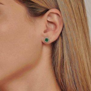 Gemstone Jewelry: Emerald & Diamonds Stud Earrings EA2503.5.19.08