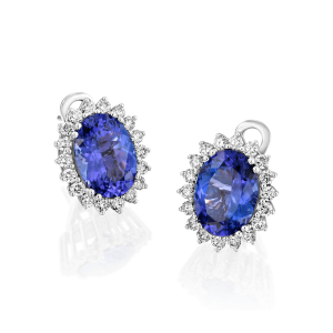 תכשיטים בשיבוץ ספירים כחולים: עגילי דיאנה אובל ספיר כחול ויהלומים EA2504.1.41.17