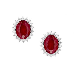 Stud Earrings: Oval Ruby & Diamonds Diana Earrings EA2504.1.44.07