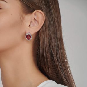 Gemstone Earrings: Oval Ruby & Diamonds Diana Earrings EA2504.1.44.07
