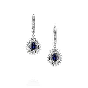 תכשיטים בשיבוץ ספירים כחולים: עגילי דיאנה ספיר כחול ויהלומים EA2551.1.20.09