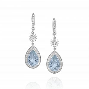 Gemstone Earrings: Aquamarine Diamond Drop Earrings EA2552.1.31.16
