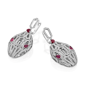 Gemstone Earrings: Diamond & Ruby Drop Earrings EA4100.1.21.07
