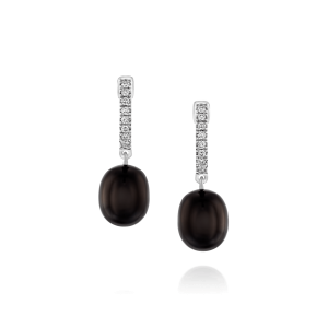 Pearl Jewelry: Black Pearl Diamonds Drop Earrings EA4203.1.05.84