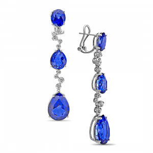 Diamond Earrings: Blue Sapphires & Diamonds Drop Earrings EA6007.1.45.09