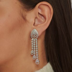 Outlet Earrings: עגילי טיפות שורות יהלומים EA6008.1.26.01