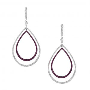 Outlet Earrings: עגילי טיפות יהלומים ואבני רובי EA6013.1.26.07