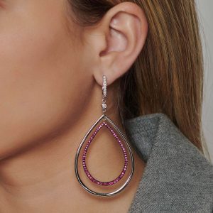 Ruby Jewelry: Diamond & Ruby Teardrop Earrings EA6013.6.24.07