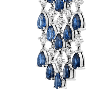 תכשיטים בשיבוץ ספירים כחולים: עגילי מניפה 5 שורות יהלומים וספירים EA6025.1.41.09