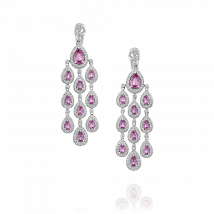 Outlet Earrings: Pink Sapphire & Diamond Drop Earrings EA6030.1.36.10