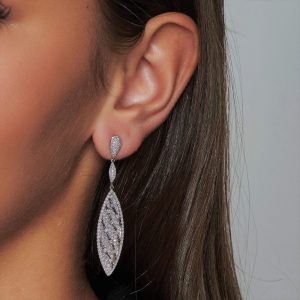 Drop Earrings: Diamond Leaf Drop Earrings EA6037.1.26.01