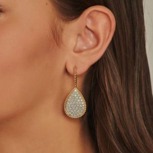 Women's Earrings: Gold & Diamond Teardrop Earrings EA6046.6.26.01