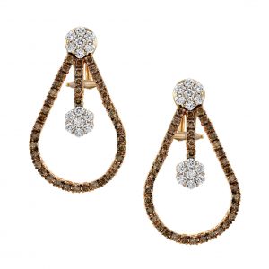 Outlet Earrings: עגילי טיפות יהלומים חומים EA6048.6.26.54