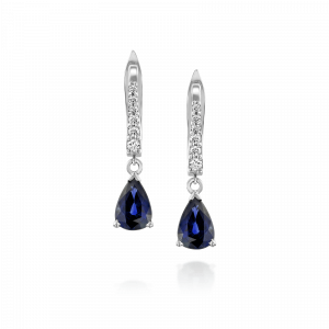 Sapphire Jewelry: Diamond & Sapphire Teardrop Earrings EA6057.1.18.09