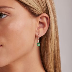 Gemstone Earrings: Emerald & Diamonds Flower Earrings EA6060.5.17.08