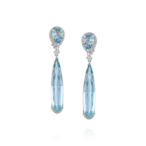 Women's Earrings: Aquamarine & Diamond Drop Earrings EA6061.1.45.16