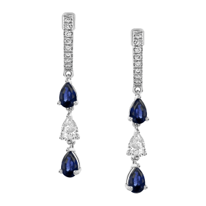 Gemstone Earrings: Sapphire Diamond 3 Teardrop Earrings EA6064.1.23.09