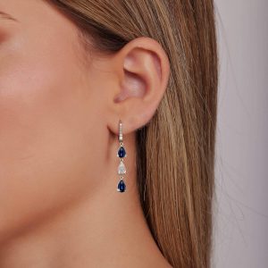 Drop Earrings: Sapphire Diamond 3 Teardrop Earrings EA6064.1.23.09