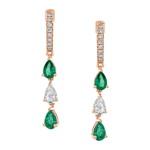 Earrings: Emerald Diamond 3 Teardrop Earrings EA6064.5.22.08