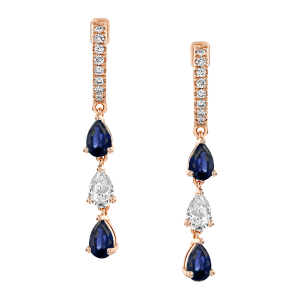 Gemstone Jewelry: Sapphire Diamond 3 Teardrop Earrings EA6064.5.23.09