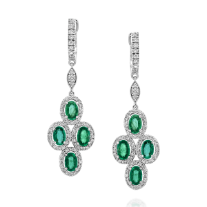 Diamond Earrings: Emerald & Diamond Drop Earrings EA6066.1.27.08