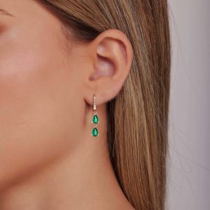 Drop Earrings: Emerald Diamond 2 Teardrop Earrings EA6071.5.20.08