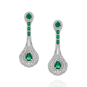 Gemstone Earrings: Emeralds & Diamonds Drop Earrings EA6072.1.33.08
