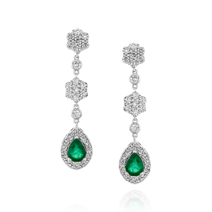 New Arrivals: Pear Shape Emerald & Diamonds Drop Earrings EA6073.1.29.08