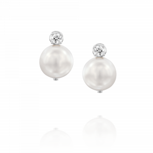 עגילי יהלומים: עגילי סטאד פנינה יהלום EA8803.1.12.15