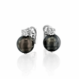Outlet Earrings: Black Pearl & Diamond Stud Earring EA8803.1.14.15