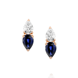 תכשיטים בשיבוץ ספירים כחולים: עגילי ספיר יהלום טיפה כפולה EA8817.5.22.09