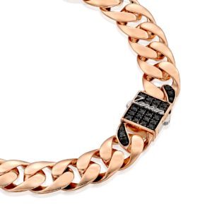 Bracelets: Black Diamond Cuban Gold Bracelet EB054R