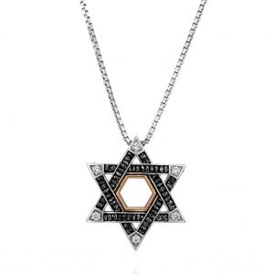 Judaica Pendants: Black Diamonds Star Of David Pendant EC269RB