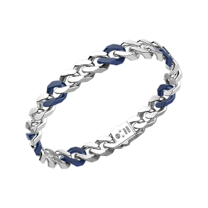צמידים לגבר: Silver Ceramic Curb Chain Bracelet ESB116-BL
