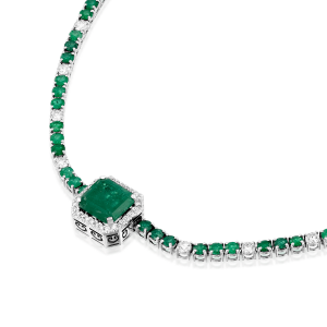 Women's Necklaces and Pendants: Emerald & Diamond Necklace NE0290.1.43.08