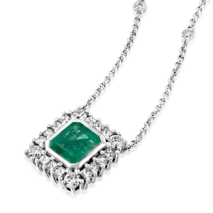 Diamond Pendants: Emerald & Diamond Princess Necklace NE2570.1.27.08