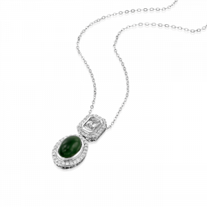 Outlet Pendants And Necklaces: Jade Stone & Diamond Pendant NE6010.1.24.13