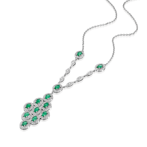 Diamond Pendants: Diamond & Emerald Necklace NE6012.1.27.08