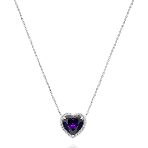 Diamond Pendants: Amethys And Diamond Heart Pendant PE0852.1.22.12