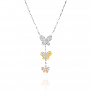 Outlet Pendants And Necklaces: שרשרת פרפרים זהב משולב PE1150.8.10.01